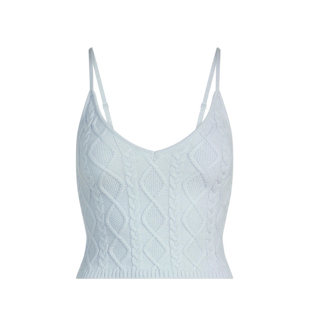 EUC SKIMS Snow Bunny Cable knit Cami in Zen Blue size large